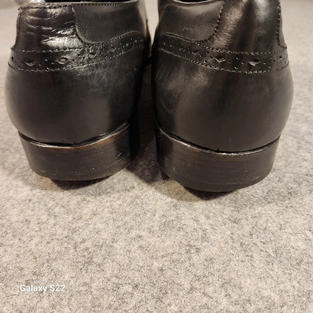 Ermenegildo Zegna Fatto A Mano Black Leather Cap Toe Brogue Oxfords Mens 13 US